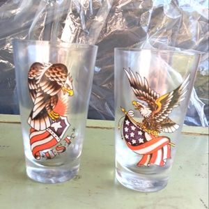 Vintage Don Ed Hardy Designs Glasses Set of 2